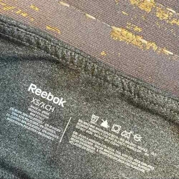 Reebok $100 XS Lot Set Gray Green Print Solid Mesh Cropped Leggings Active Pants - Picture 12 of 12